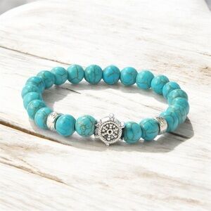 NWT Boho Nautical Turqoise Bead Stretch Bracelet